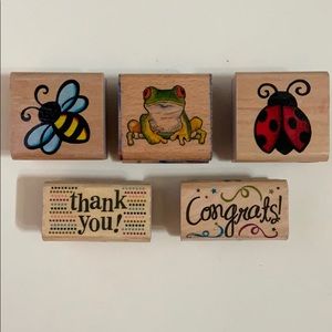 🐝 🐸 🐞 Rubber Stamps Bee Frog Ladybug Thank You Congrats